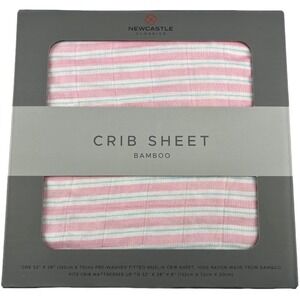 Pink Stripe Bamboo Baby Crib Sheet Fitted Standard Mattress White Girl Newcastle